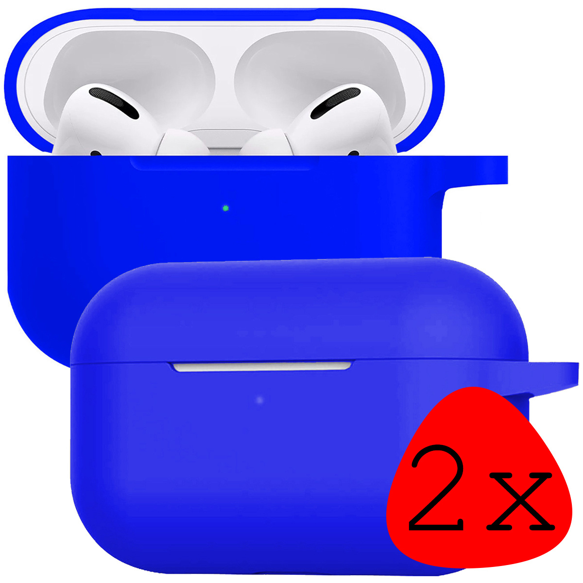 BASEY. Case Geschikt voor AirPods Pro 2 Hoesje Siliconen Hoes Cover - Hoes Geschikt voor Apple AirPods Pro 2 Case Siliconen - Blauw - 2 Stuks