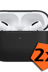 Nomfy Hoesje Geschikt voor Airpods Pro Hoesje Siliconen Case Hoes - Hoesje Geschikt voor Apple Airpods Pro Case - Zwart - 2 PACK
