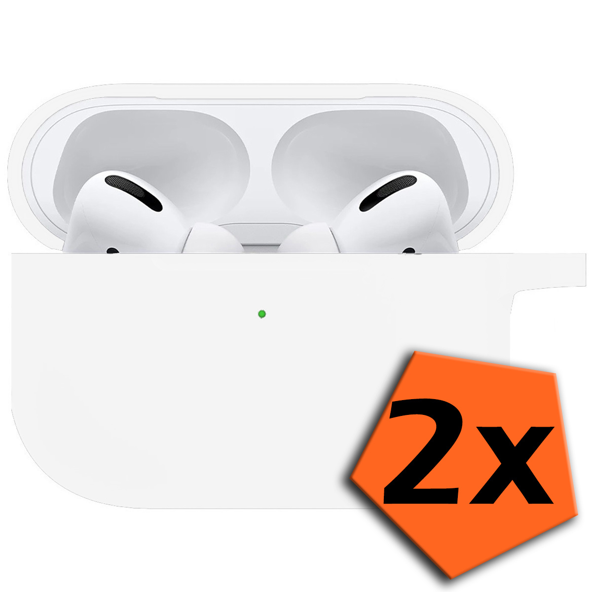 Nomfy Hoesje Geschikt voor Airpods Pro Hoesje Siliconen Case Hoes - Hoesje Geschikt voor Apple Airpods Pro Case - Wit - 2 PACK