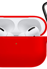 Nomfy Hoes Geschikt voor AirPods Pro Hoesje Siliconen Case - Hoesje Geschikt voor AirPods Pro Case Hoes - Rood - 2 PACK