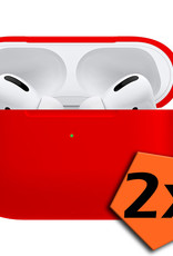 Nomfy Hoesje Geschikt voor Airpods Pro Hoesje Siliconen Case Hoes - Hoesje Geschikt voor Apple Airpods Pro Case - Rood - 2 PACK