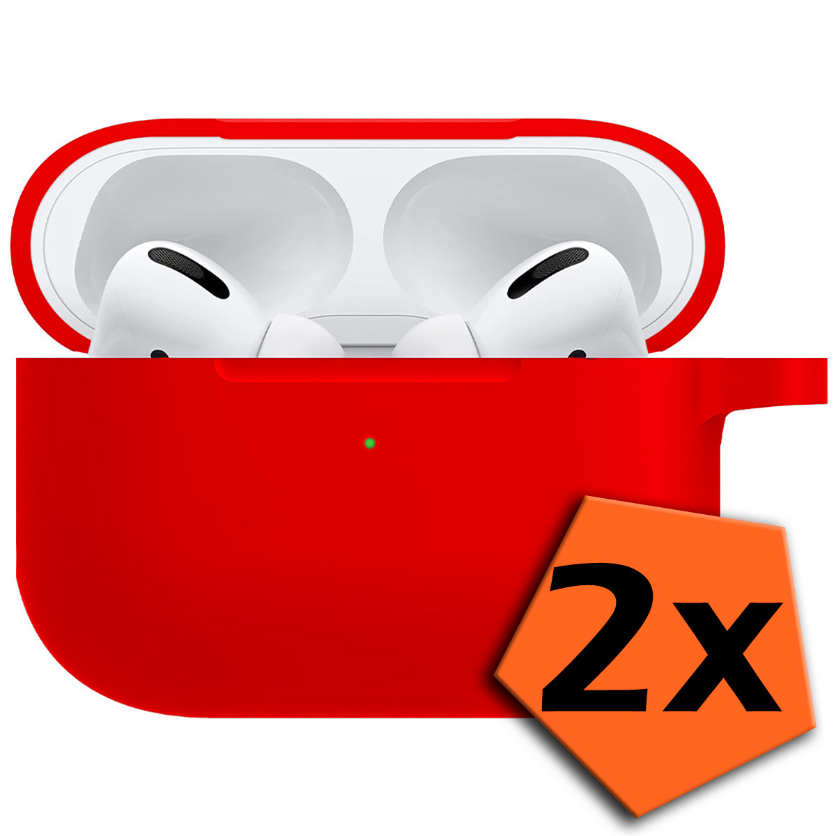 Nomfy Hoesje Geschikt voor Airpods Pro Hoesje Siliconen Case Hoes - Hoesje Geschikt voor Apple Airpods Pro Case - Rood - 2 PACK