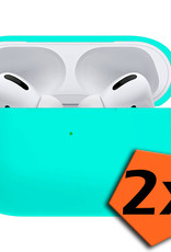 Nomfy Hoesje Geschikt voor Airpods Pro Hoesje Siliconen Case Hoes - Hoesje Geschikt voor Apple Airpods Pro Case - Mintgroen - 2 PACK