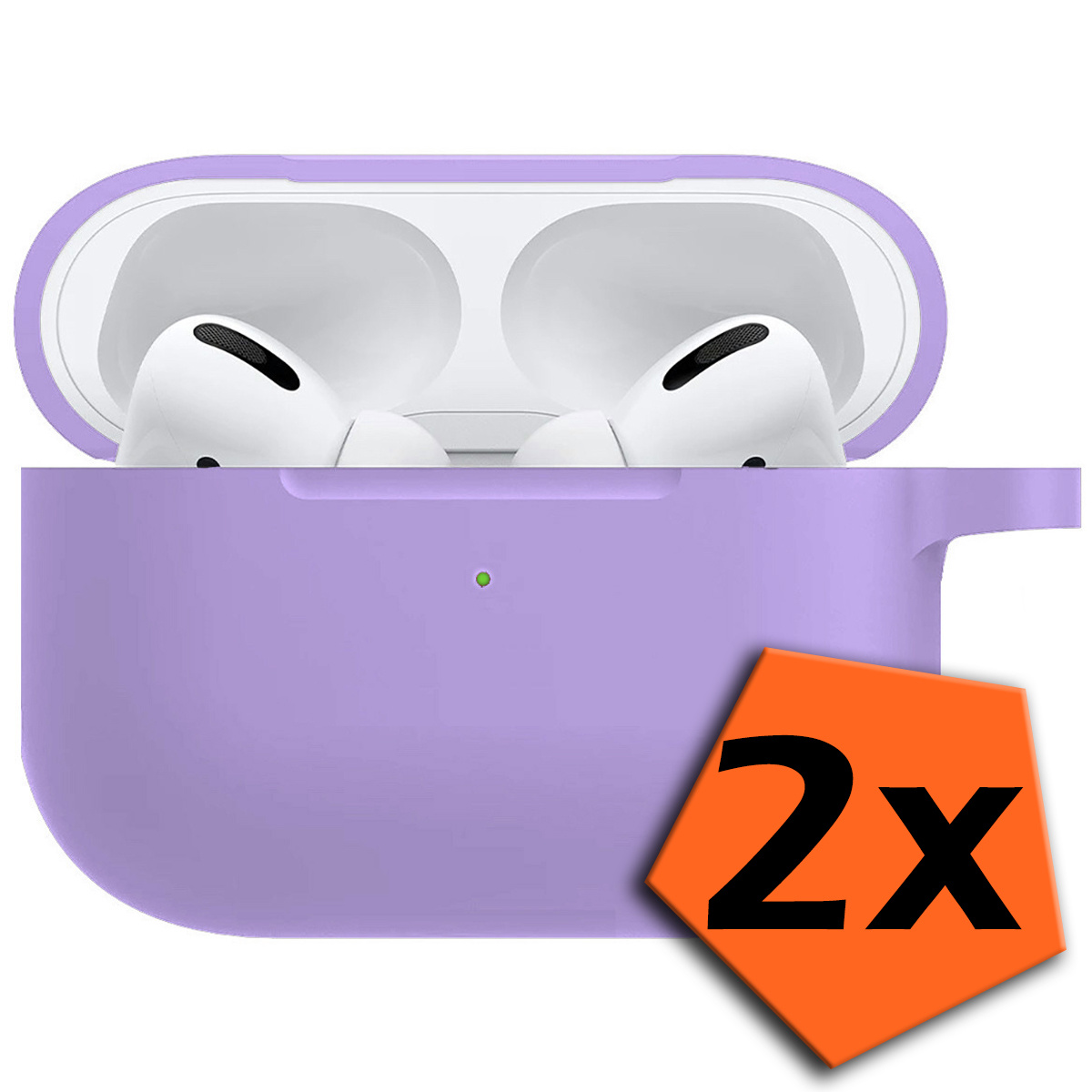 Nomfy Hoes Geschikt voor AirPods Pro Hoesje Siliconen Case - Hoesje Geschikt voor AirPods Pro Case Hoes - Lila - 2 PACK