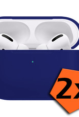 Nomfy Hoesje Geschikt voor Airpods Pro Hoesje Siliconen Case Hoes - Hoesje Geschikt voor Apple Airpods Pro Case - Grijsblauw - 2 PACK