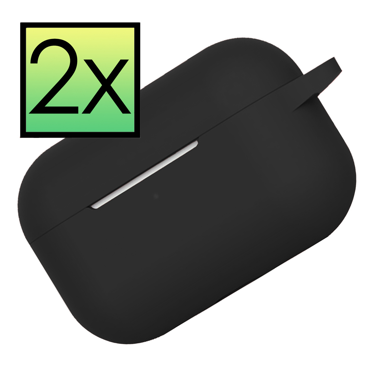 NoXx Hoes Geschikt voor Airpods Pro Hoesje Cover Silicone Case Hoes - Zwart - 2x