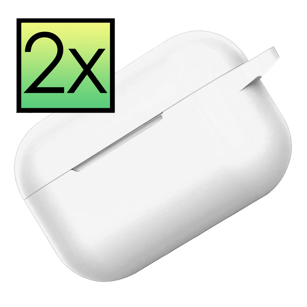 NoXx Hoes Geschikt voor Airpods Pro Hoesje Cover Silicone Case Hoes - Wit - 2x