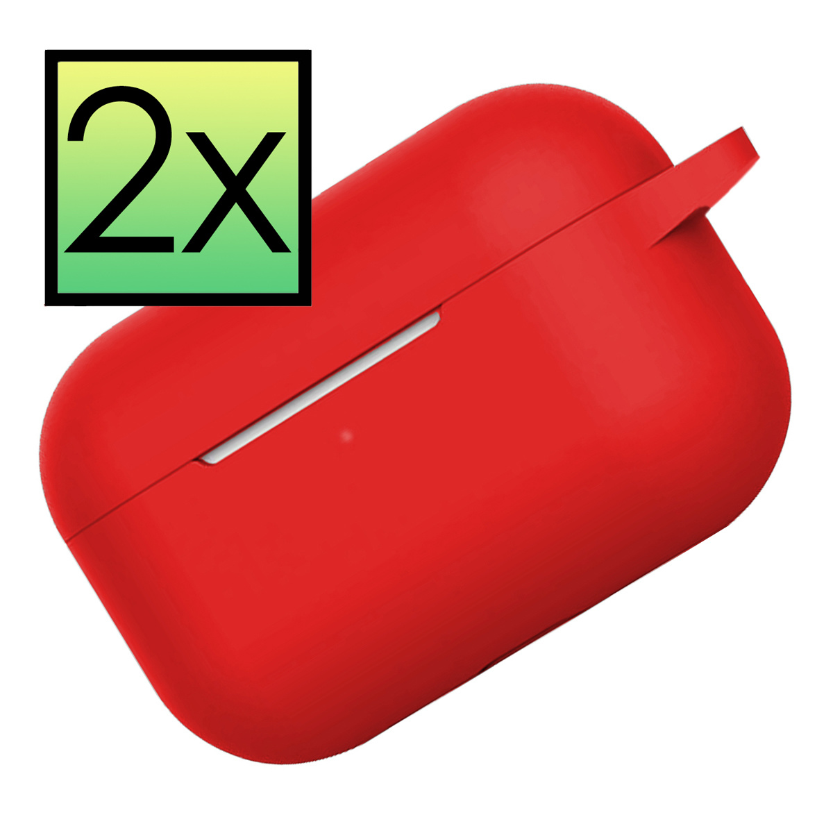 NoXx Hoes Geschikt voor Airpods Pro Hoesje Cover Silicone Case Hoes - Rood - 2x