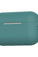 NoXx Hoes Geschikt voor Airpods Pro Hoesje Cover Silicone Case Hoes - Midnight Green - 2x