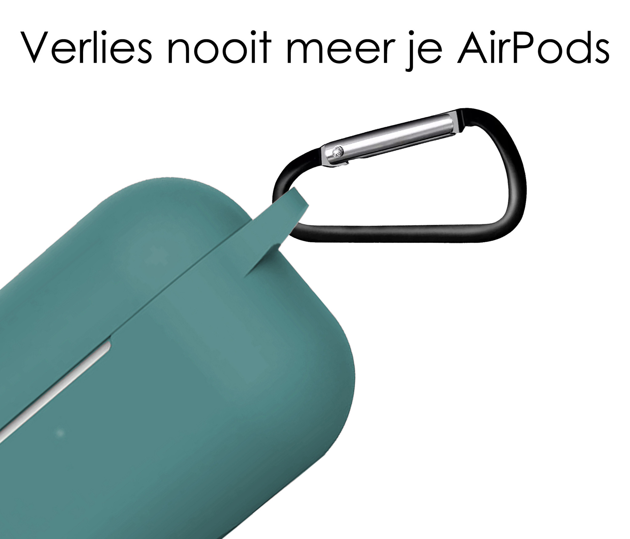 NoXx Hoes Geschikt voor Airpods Pro Hoesje Cover Silicone Case Hoes - Midnight Green - 2x