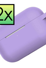 NoXx Hoes Geschikt voor Airpods Pro Hoesje Cover Silicone Case Hoes - Lila - 2x