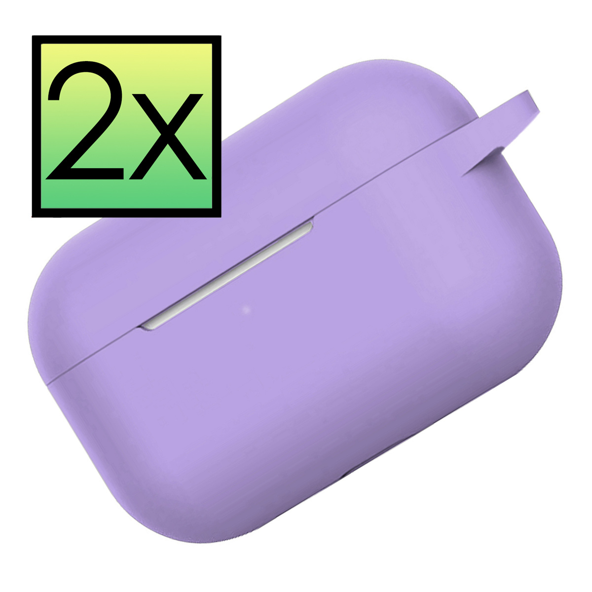 NoXx Hoes Geschikt voor Airpods Pro Hoesje Cover Silicone Case Hoes - Lila - 2x