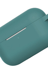 NoXx Hoes Geschikt voor Airpods Pro Hoesje Cover Silicone Case Hoes - Midnight Green