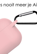NoXx Hoes Geschikt voor Airpods Pro Hoesje Cover Silicone Case Hoes - Lichtroze