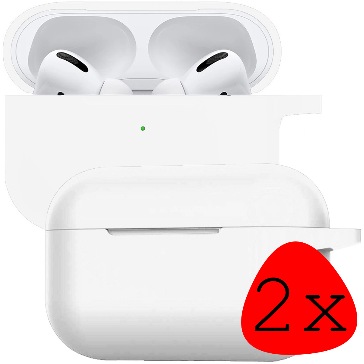 BASEY. Case Geschikt voor Airpods Pro Hoesje Siliconen Hoes Cover - Hoes Geschikt voor Apple Airpods Pro Case Siliconen - Wit - 2 Stuks