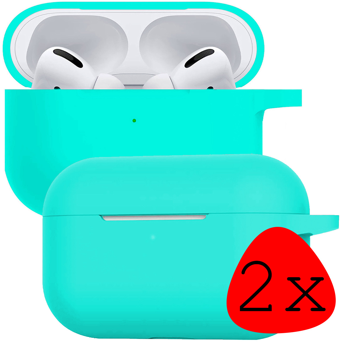 BASEY. Case Geschikt voor Airpods Pro Hoesje Siliconen Hoes Cover - Hoes Geschikt voor Apple Airpods Pro Case Siliconen - Mintgroen - 2 Stuks