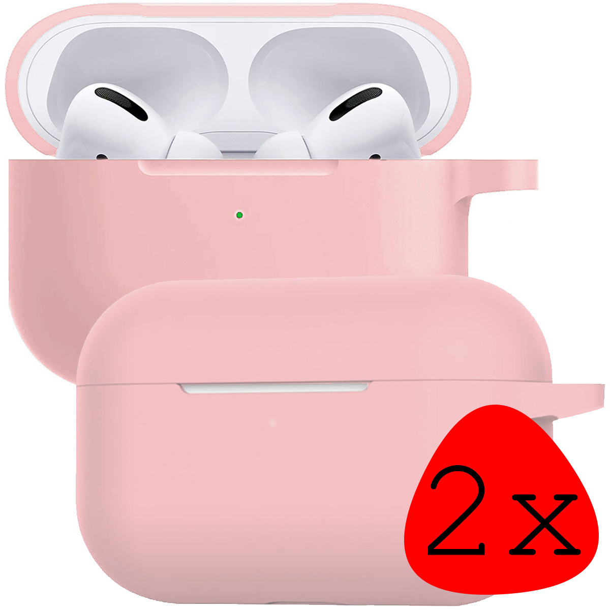 Case Geschikt voor Airpods Pro Hoesje Siliconen Hoes Cover - Hoes Geschikt voor Apple Airpods Pro Case Siliconen - Lichtroze - 2 Stuks
