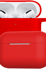 BASEY. Case Geschikt voor Airpods Pro Hoesje Siliconen Hoes Cover - Hoes Geschikt voor Apple Airpods Pro Case Siliconen - Rood