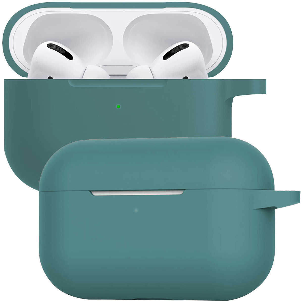 BASEY. Case Geschikt voor Airpods Pro Hoesje Siliconen Hoes Cover - Hoes Geschikt voor Apple Airpods Pro Case Siliconen - Midnight Green