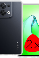 BASEY. Hoes Geschikt voor OPPO Reno 8 Hoesje Siliconen Back Cover Case - Hoesje Geschikt voor OPPO Reno 8 Hoes Cover Hoesje - Transparant - 2 Stuks