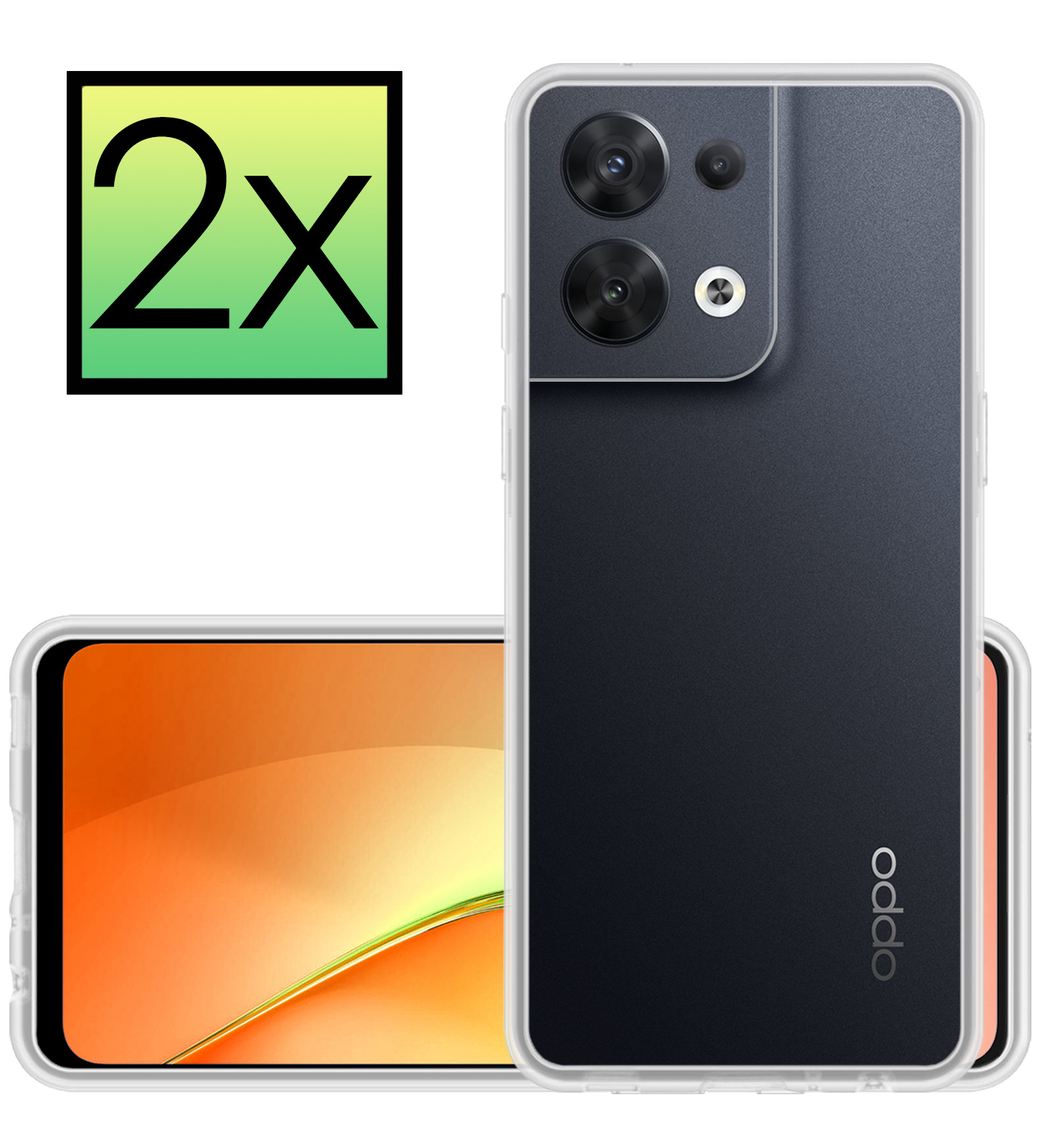 NoXx Oppo Reno8 Hoesje Back Cover Siliconen Case Hoes - Transparant - 2x
