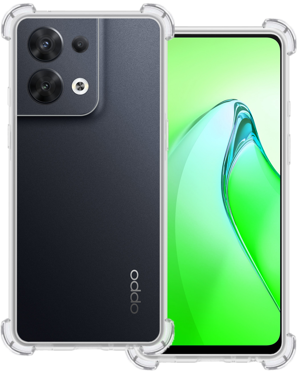 BASEY. Hoes Geschikt voor OPPO Reno 8 Pro Hoesje Shock Proof Case Hoes Siliconen - Hoesje Geschikt voor OPPO Reno 8 Pro Hoes Cover Shockproof - Transparant