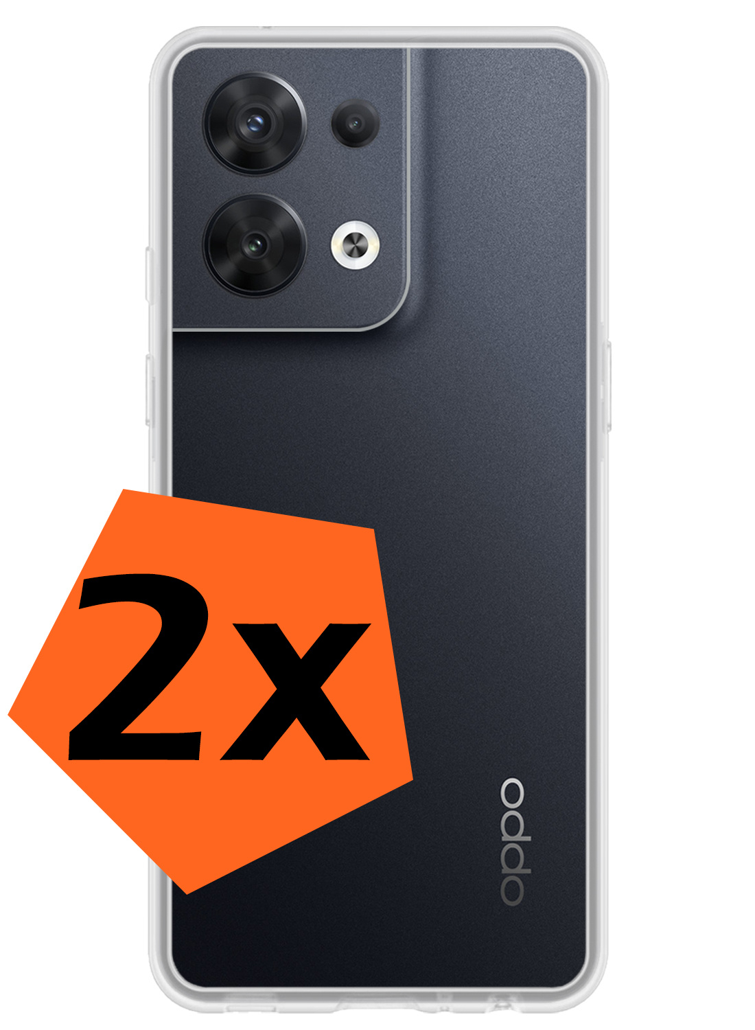 Nomfy Hoesje Geschikt voor OPPO Reno 8 Hoesje Siliconen Cover Case - Hoes Geschikt voor OPPO Reno 8 Hoes Back Case - 2-PACK - Transparant