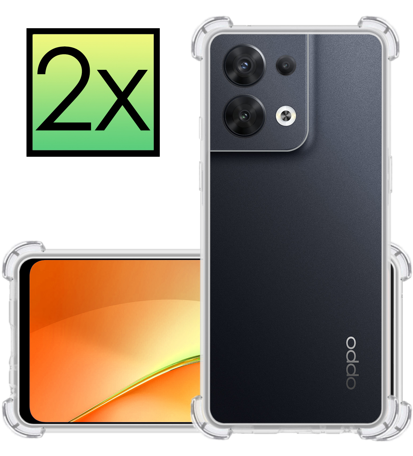 NoXx Oppo Reno8 Pro Hoesje Transparant Cover Shock Proof Case Hoes - 2x