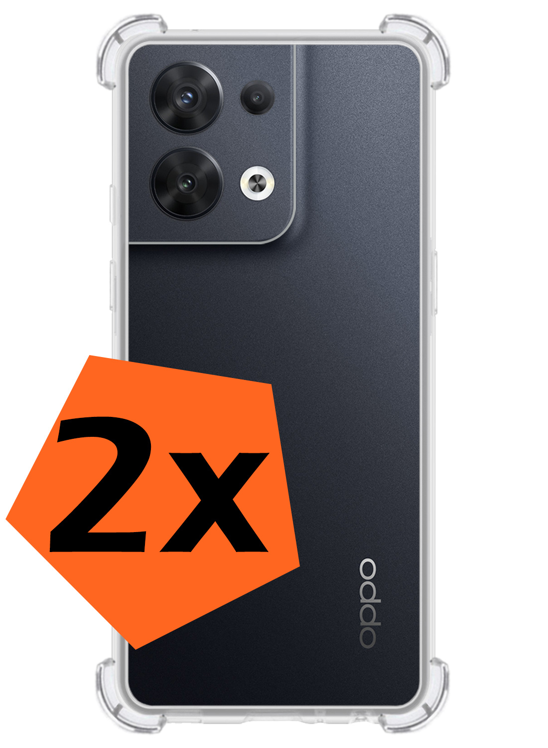 Nomfy Hoesje Geschikt voor OPPO Reno 8 Pro Hoesje Shock Proof Cover Case Shockproof - Hoes Geschikt voor OPPO Reno 8 Pro Hoes Siliconen Back Case - Transparant - 2 PACK