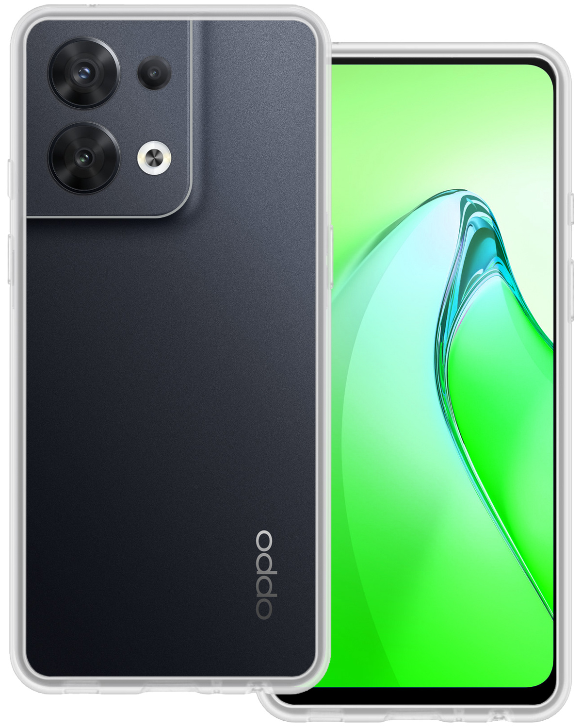 BASEY. Hoes Geschikt voor OPPO Reno 8 Pro Hoesje Siliconen Back Cover Case - Hoesje Geschikt voor OPPO Reno 8 Pro Hoes Cover Hoesje - Transparant