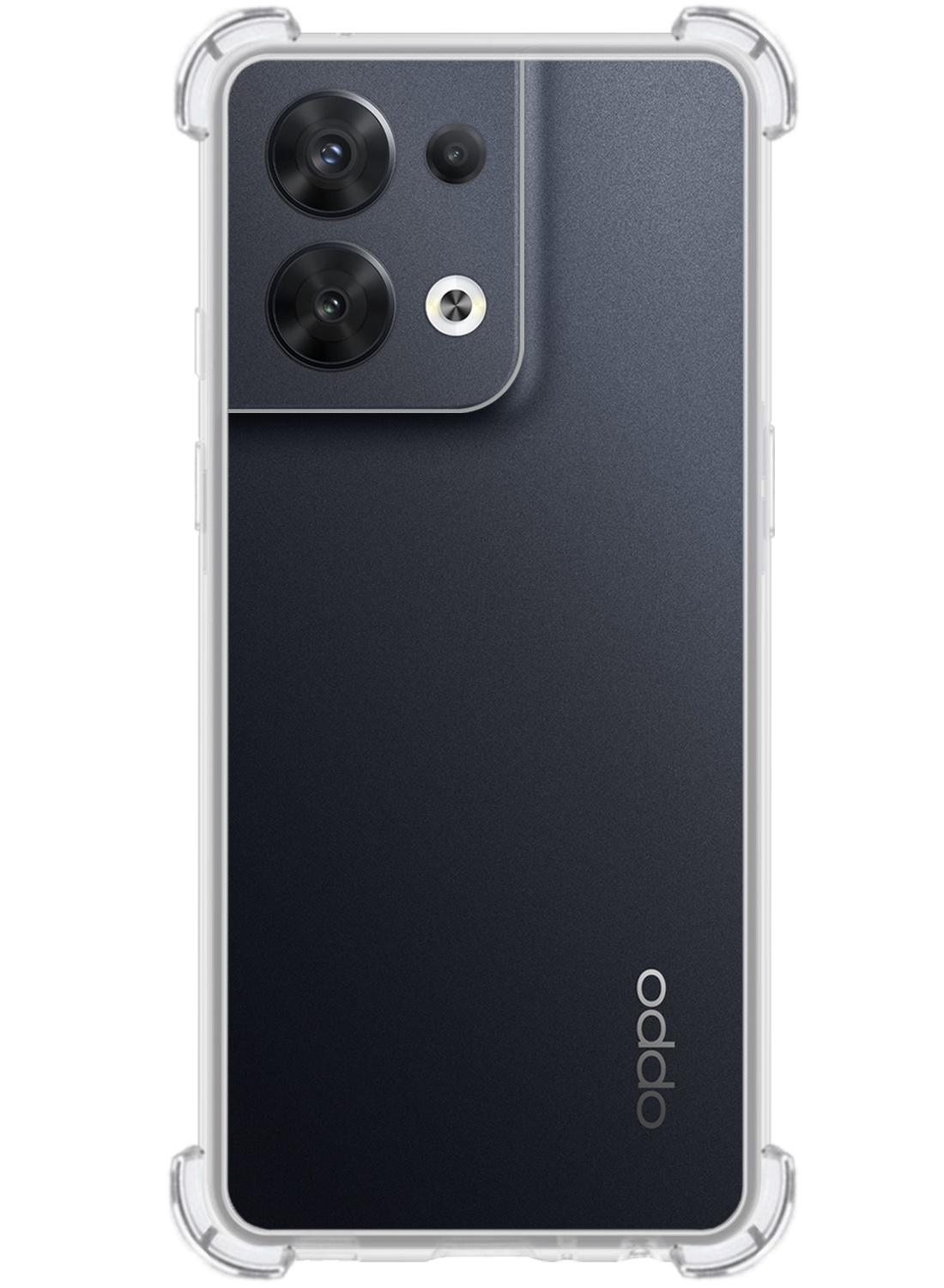 NoXx Hoes Geschikt voor OPPO Reno 8 Hoesje Siliconen Cover Shock Proof Back Case Shockproof Hoes Met 2x Screenprotector - Transparant