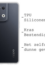 BASEY. Hoes Geschikt voor OPPO Reno 8 Hoesje Siliconen Back Cover Case Met Screenprotector - Hoesje Geschikt voor OPPO Reno 8 Hoes Cover Hoesje - Transparant