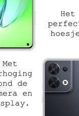BASEY. Hoes Geschikt voor OPPO Reno 8 Hoesje Siliconen Back Cover Case Met Screenprotector - Hoesje Geschikt voor OPPO Reno 8 Hoes Cover Hoesje - Transparant