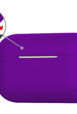 Nomfy Hoesje Geschikt voor Airpods Pro Hoesje Siliconen Case Hoes - Hoesje Geschikt voor Apple Airpods Pro Case - Paars - 2 PACK