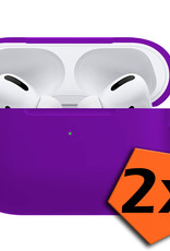 Nomfy Hoesje Geschikt voor Airpods Pro Hoesje Siliconen Case Hoes - Hoesje Geschikt voor Apple Airpods Pro Case - Paars - 2 PACK