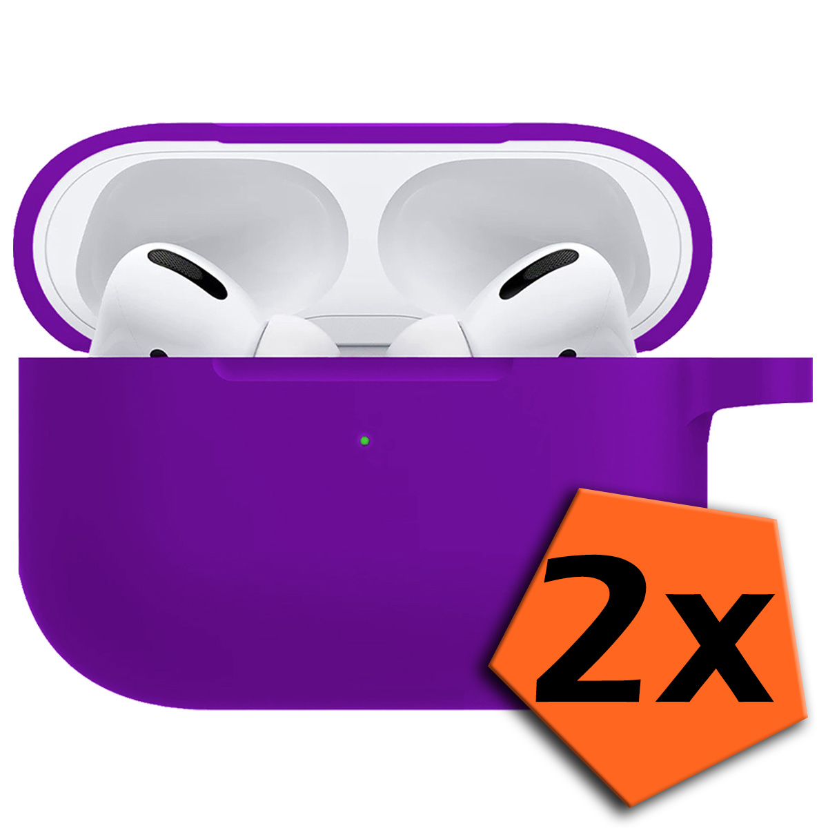 Nomfy Hoesje Geschikt voor Airpods Pro Hoesje Siliconen Case Hoes - Hoesje Geschikt voor Apple Airpods Pro Case - Paars - 2 PACK