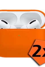 Nomfy Hoesje Geschikt voor Airpods Pro Hoesje Siliconen Case Hoes - Hoesje Geschikt voor Apple Airpods Pro Case - Oranje - 2 PACK