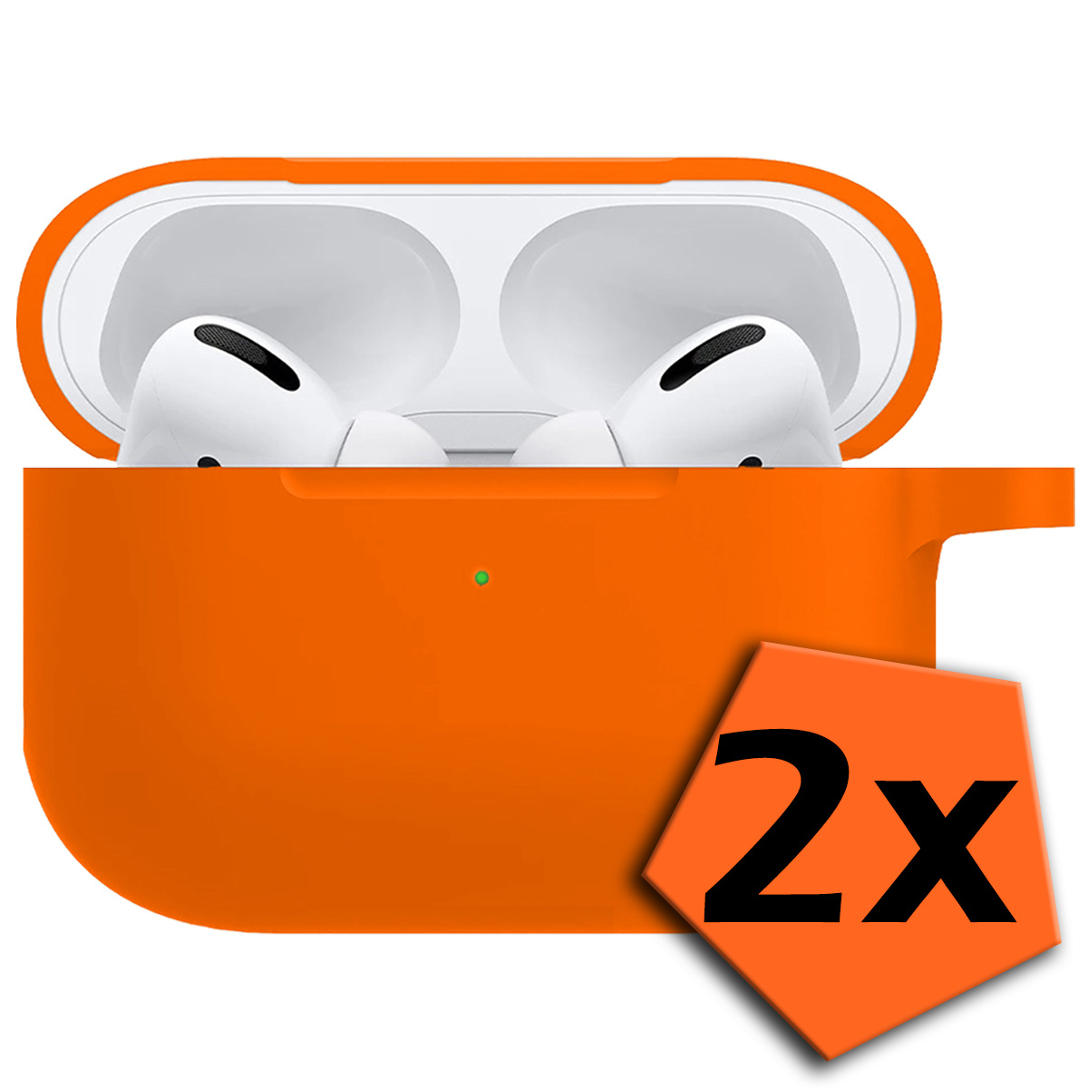 Nomfy Hoesje Geschikt voor Airpods Pro Hoesje Siliconen Case Hoes - Hoesje Geschikt voor Apple Airpods Pro Case - Oranje - 2 PACK