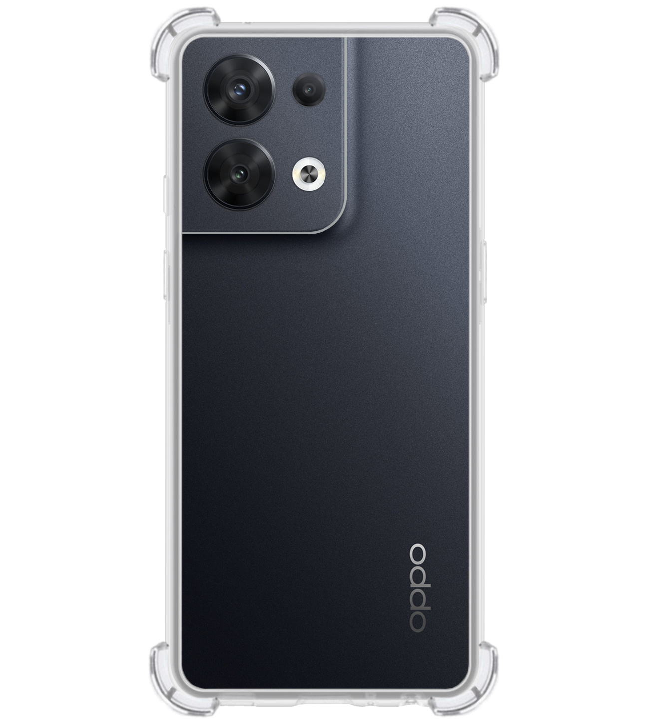 BASEY. Hoes Geschikt voor OPPO Reno 8 Pro Hoesje Shock Proof Case Hoes Siliconen Met 2x Screenprotector - Hoesje Geschikt voor OPPO Reno 8 Pro Hoes Cover Shockproof - Transparant