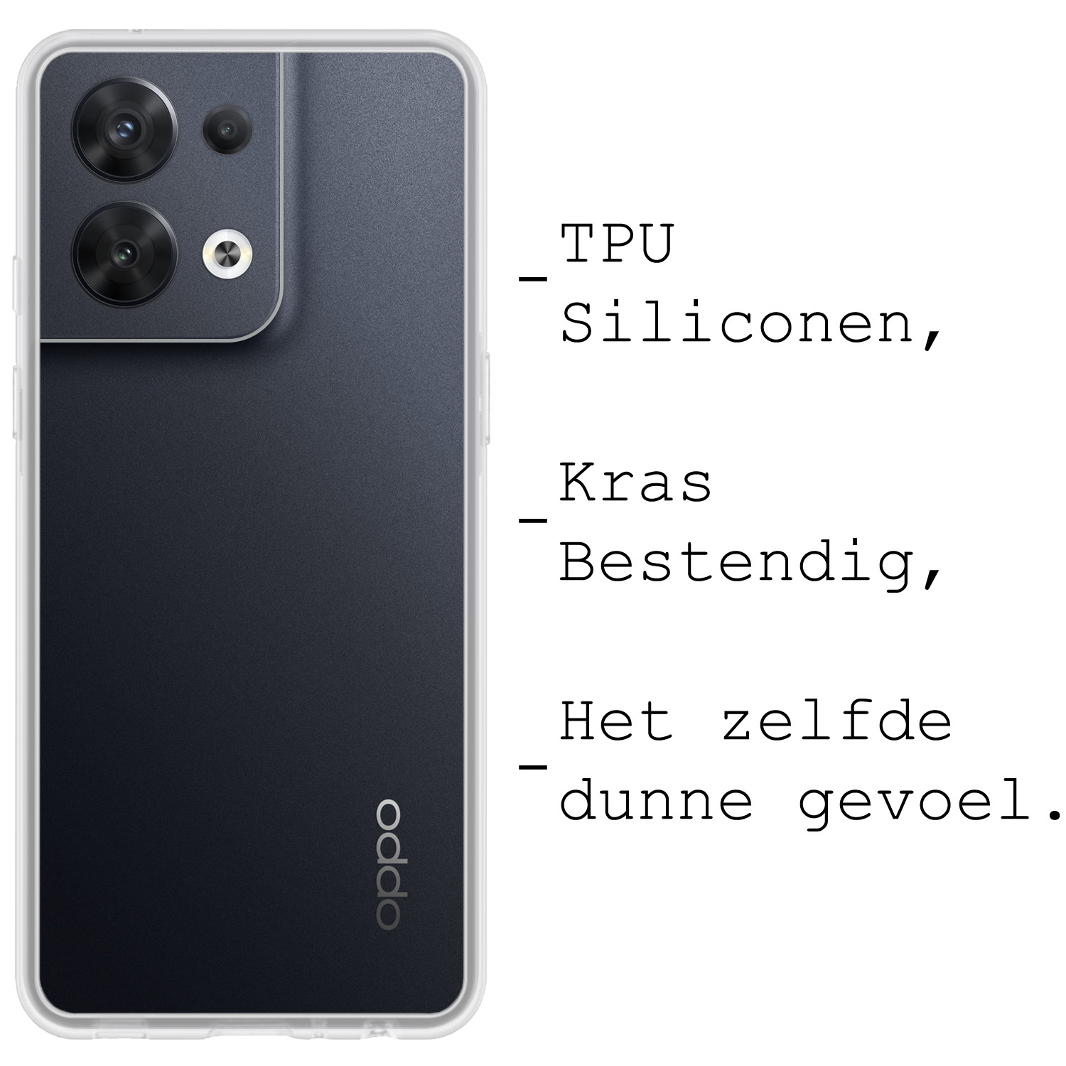 Oppo Reno8 Pro Hoesje Siliconen Back Cover Case Met 2x Screenprotector - Oppo Reno8 Pro Hoes Silicone Case Hoesje - Transparant