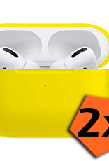 Nomfy Hoesje Geschikt voor Airpods Pro Hoesje Siliconen Case Hoes - Hoesje Geschikt voor Apple Airpods Pro Case - Geel - 2 PACK