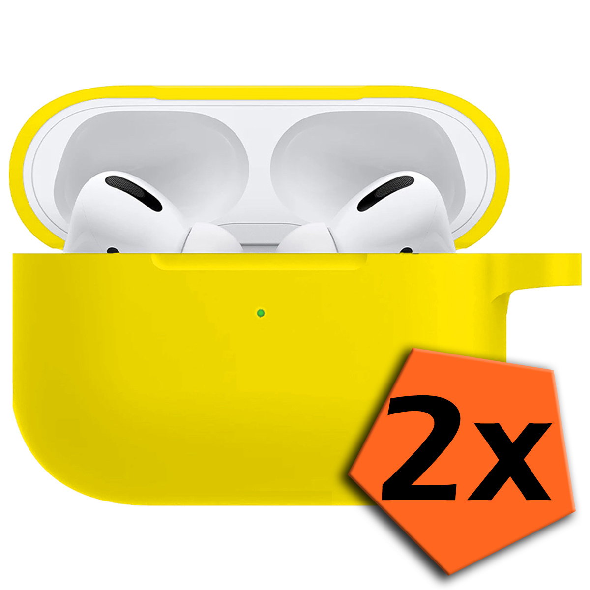 Nomfy Hoesje Geschikt voor Airpods Pro Hoesje Siliconen Case Hoes - Hoesje Geschikt voor Apple Airpods Pro Case - Geel - 2 PACK