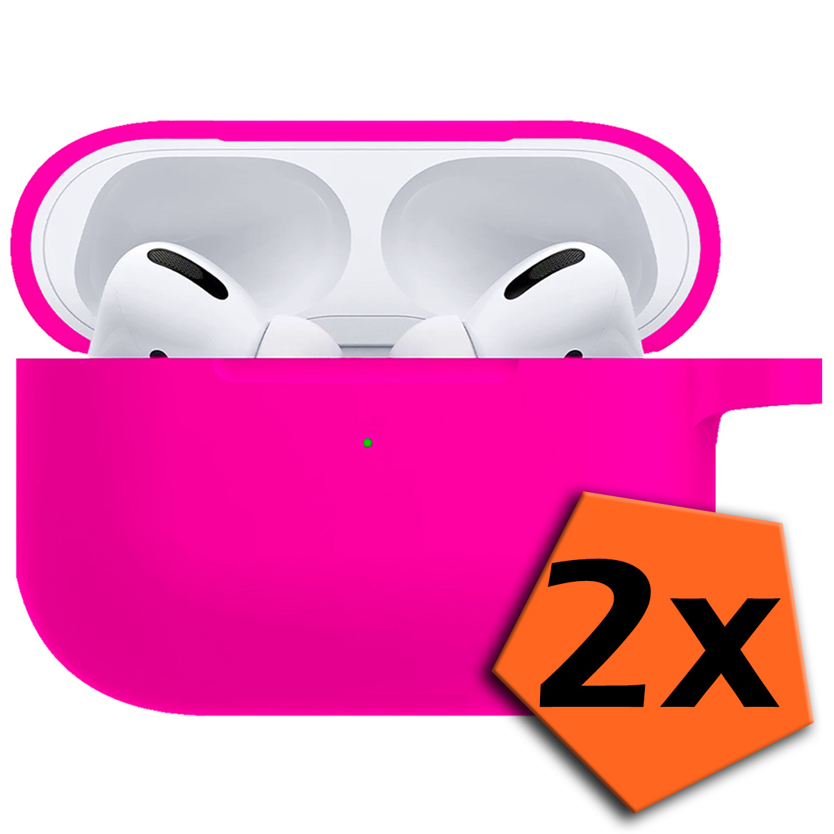 Nomfy Hoesje Geschikt voor Airpods Pro Hoesje Siliconen Case Hoes - Hoesje Geschikt voor Apple Airpods Pro Case - Donkerroze - 2 PACK