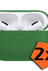 Nomfy Hoesje Geschikt voor Airpods Pro Hoesje Siliconen Case Hoes - Hoesje Geschikt voor Apple Airpods Pro Case - Donkergroen - 2 PACK