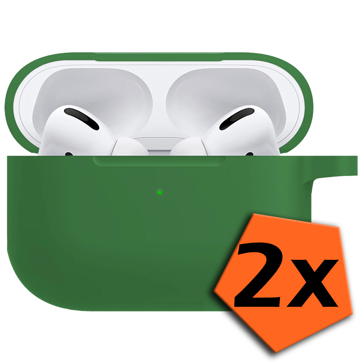 Nomfy Hoesje Geschikt voor Airpods Pro Hoesje Siliconen Case Hoes - Hoesje Geschikt voor Apple Airpods Pro Case - Donkergroen - 2 PACK