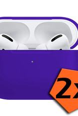Nomfy Hoesje Geschikt voor Airpods Pro Hoesje Siliconen Case Hoes - Hoesje Geschikt voor Apple Airpods Pro Case - Donkerblauw - 2 PACK
