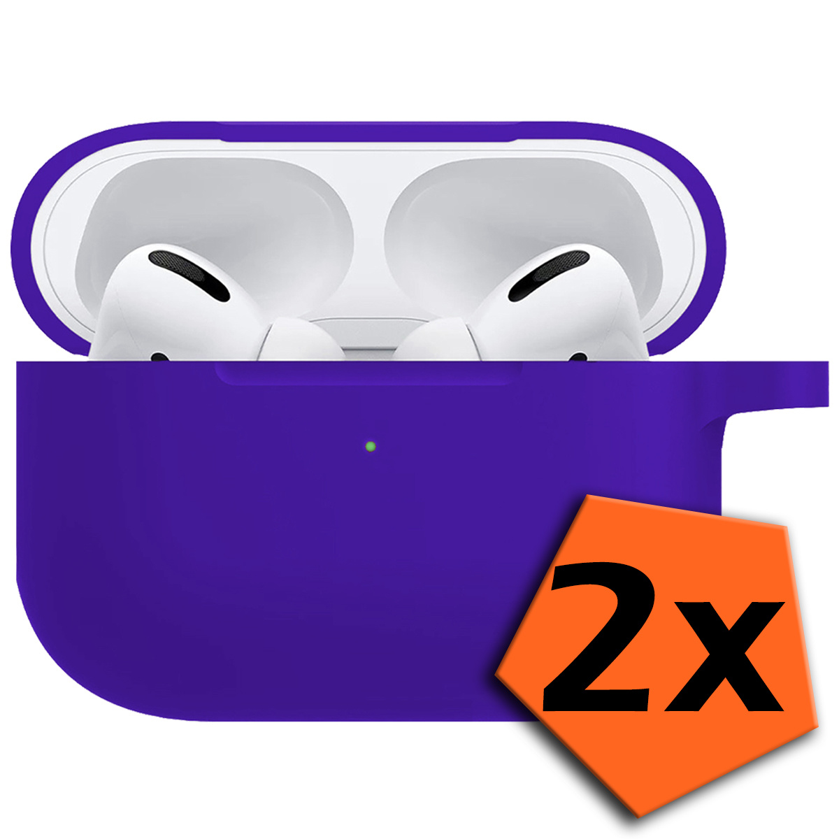 Nomfy Hoesje Geschikt voor Airpods Pro Hoesje Siliconen Case Hoes - Hoesje Geschikt voor Apple Airpods Pro Case - Donkerblauw - 2 PACK