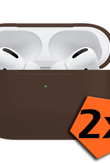 Nomfy Hoesje Geschikt voor Airpods Pro Hoesje Siliconen Case Hoes - Hoesje Geschikt voor Apple Airpods Pro Case - Bruin - 2 PACK