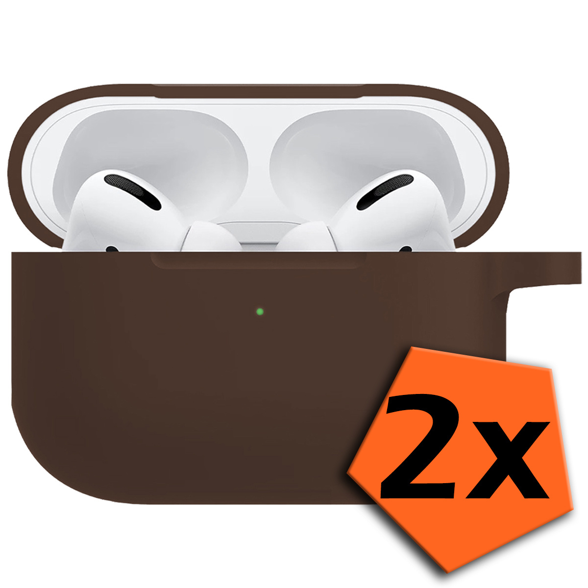 Nomfy Hoesje Geschikt voor Airpods Pro Hoesje Siliconen Case Hoes - Hoesje Geschikt voor Apple Airpods Pro Case - Bruin - 2 PACK