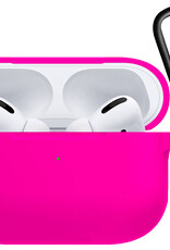 Nomfy Hoesje Geschikt voor Airpods Pro Hoesje Siliconen Case Hoes - Hoesje Geschikt voor Apple Airpods Pro Case - Donkerroze